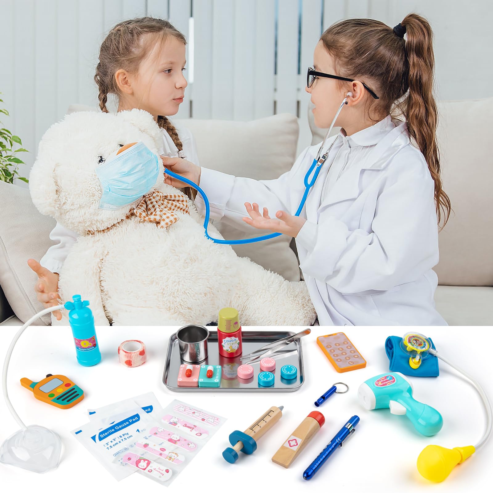 Sundaymot wooden syringe and capsules for hands-on learning during play