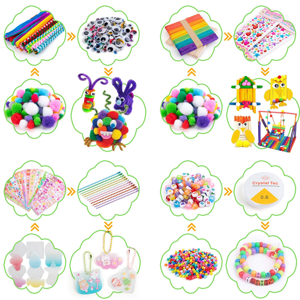 Sundaymot Pom-Poms assortment adds texture and bright color to crafts.