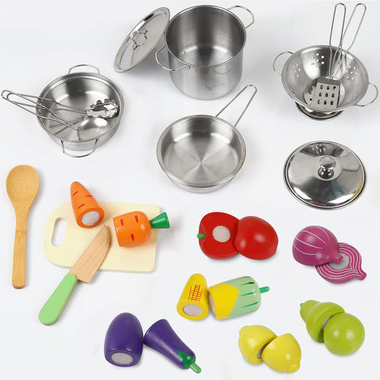 Sundaymot wooden vegetables and fruits provide safe, tactile pretend play