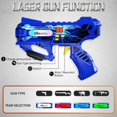 Sundelta laser tag vests with LED displays showing status.