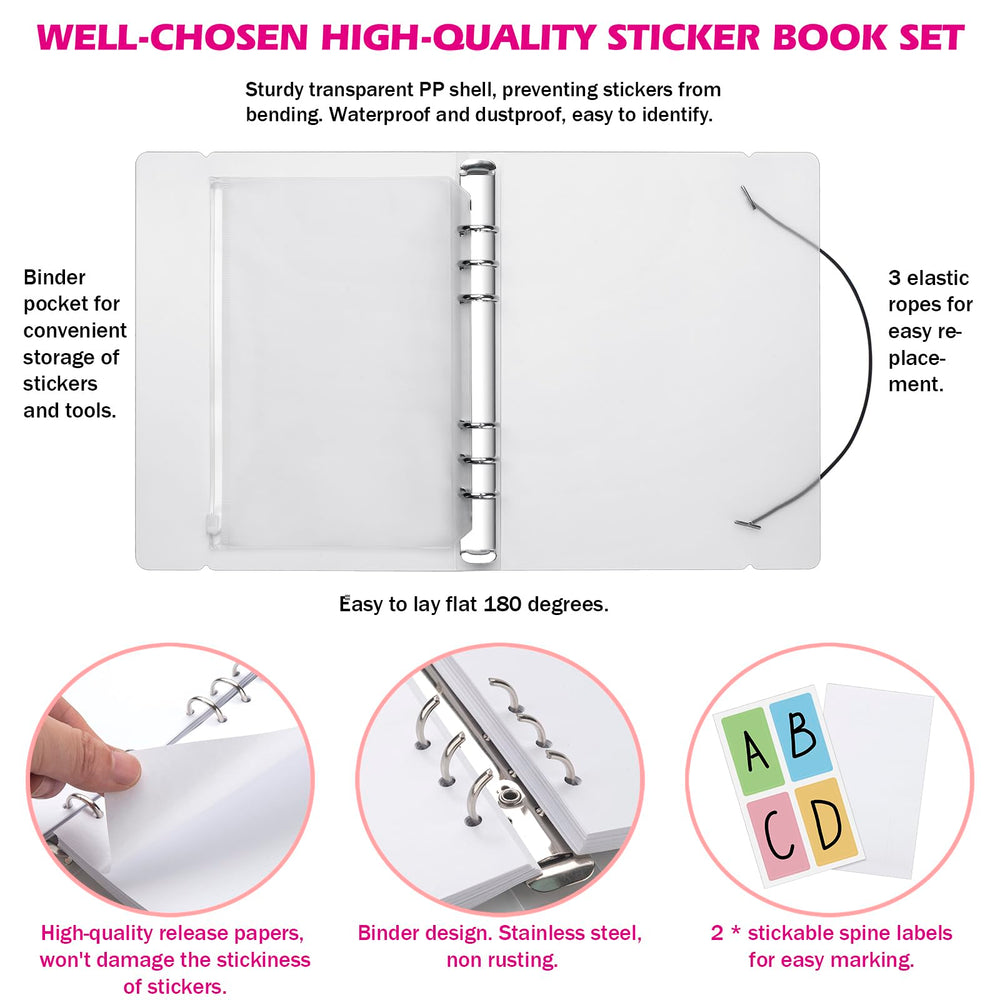 SUNEZLGO pockets with plastic zippers keep stickers and tools tidy.