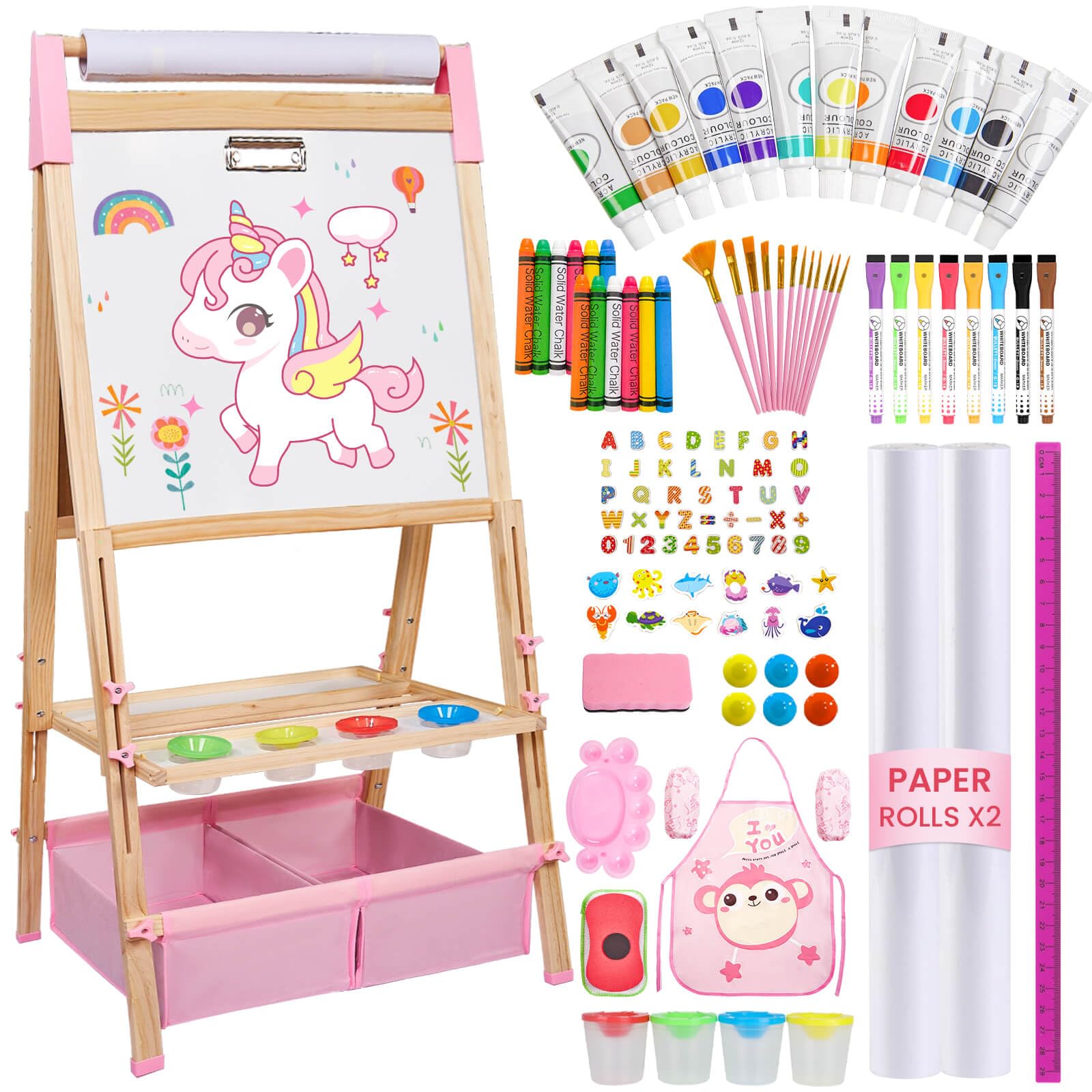 SUNFATT Kids Easel with dry erase whiteboard for creative drawing at home.