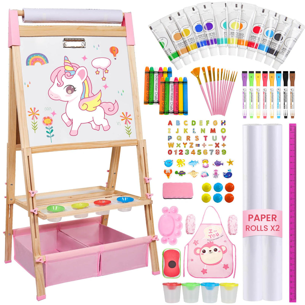 SUNFATT Kids Easel with dry erase whiteboard for creative drawing at home.