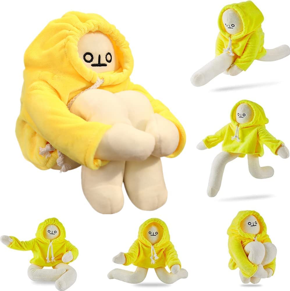 Sunfedmiss plush banana man doll with poseable limbs for play and display