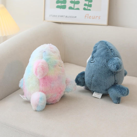 Sunfedmiss Shark Cat plush pillow showing gentle lumbar support during work breaks.