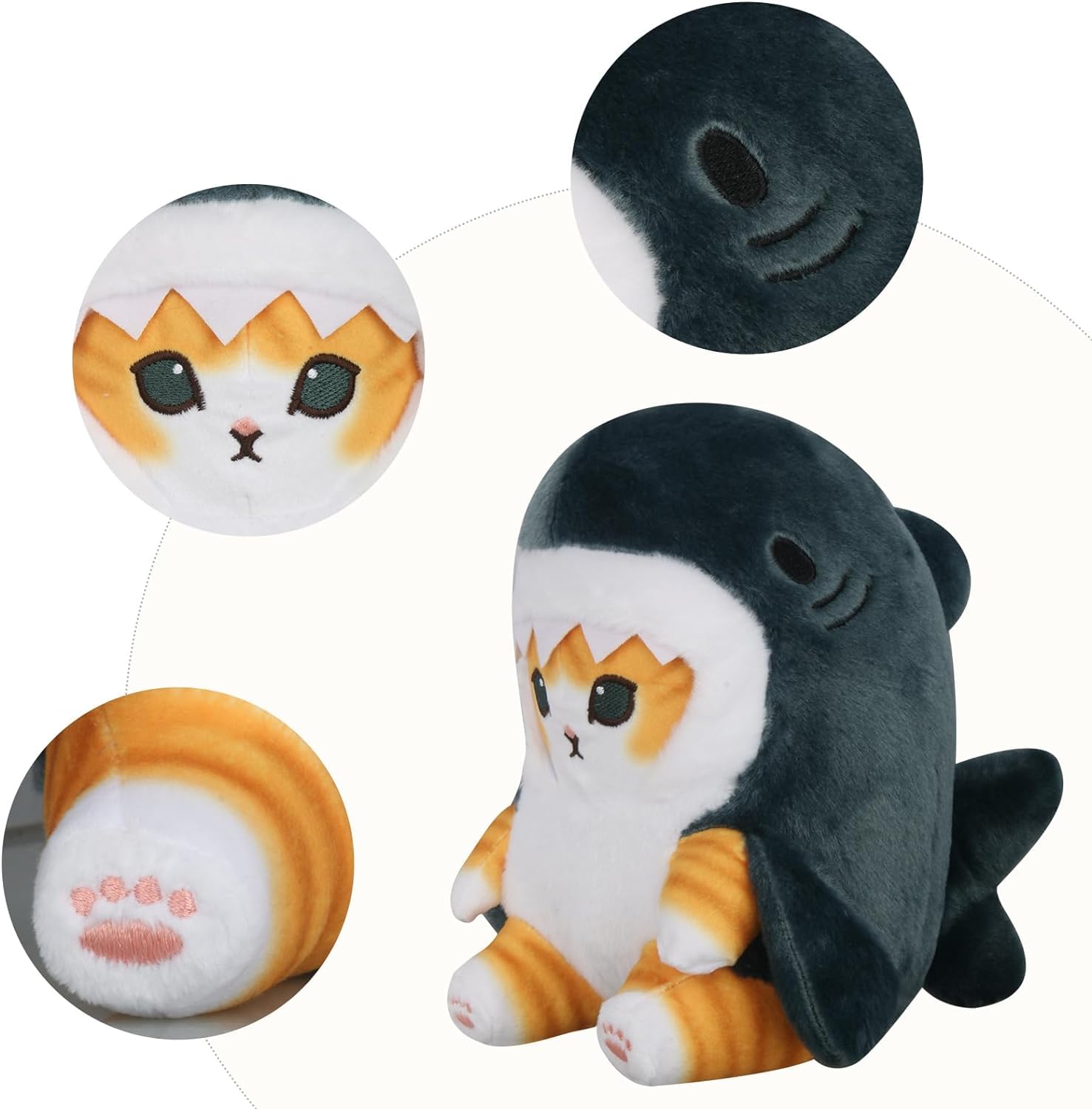 Sunfedmiss Shark Cat plush back fin close-up, playful design for fans.