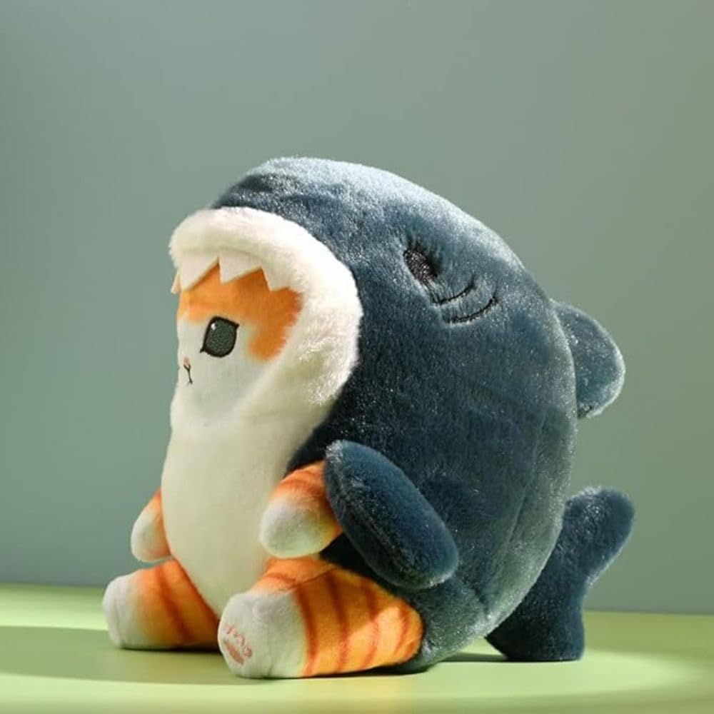 Sunfedmiss Shark Cat plush fur close-up, showing sturdy stitching and cozy texture.