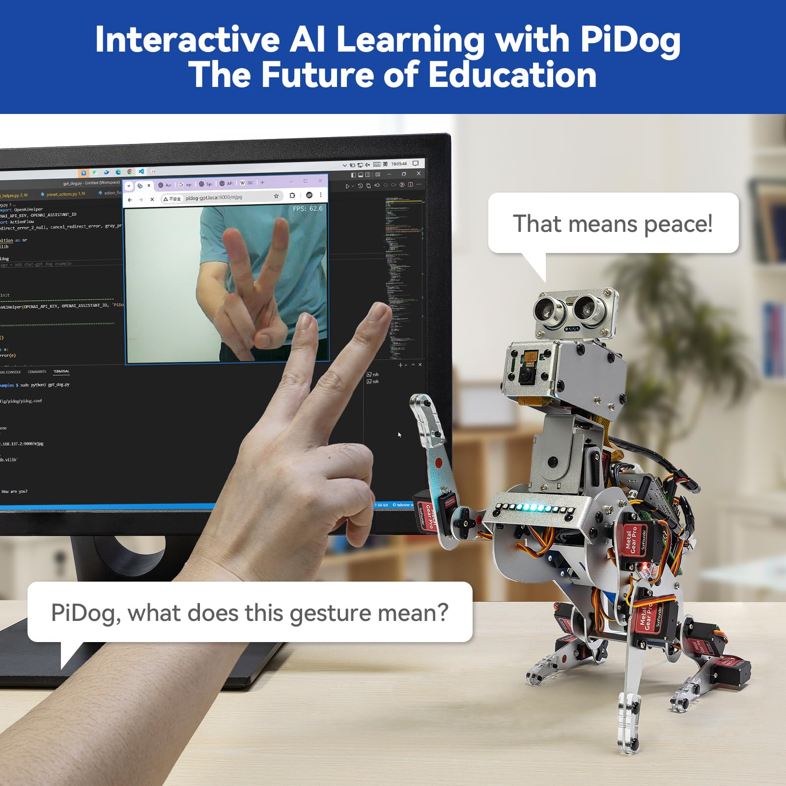 SunFounder PiDog gyroscope supports precise motion detection for actions
