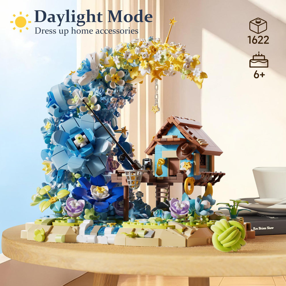 SUNHABI Blue flower bouquet mini-build offers elegant decor with a botanical vibe.