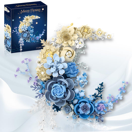 SUNHABI Crescent Moon Flower Art Assembly displays an elegant floral sculpture for the living room.
