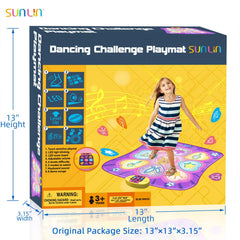 Sunlin Dance Mat compact 35 by 36 inches for portability.