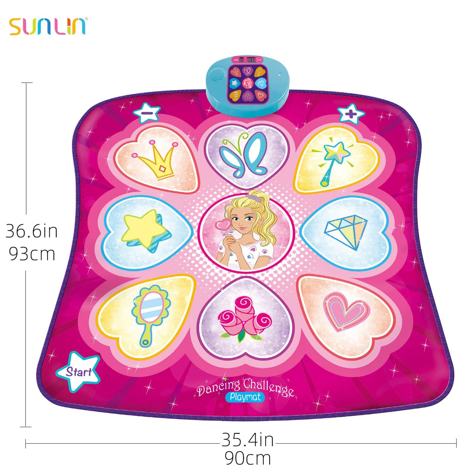SUNLIN Dance Mat on the floor provides a sturdy, anti-slip surface.