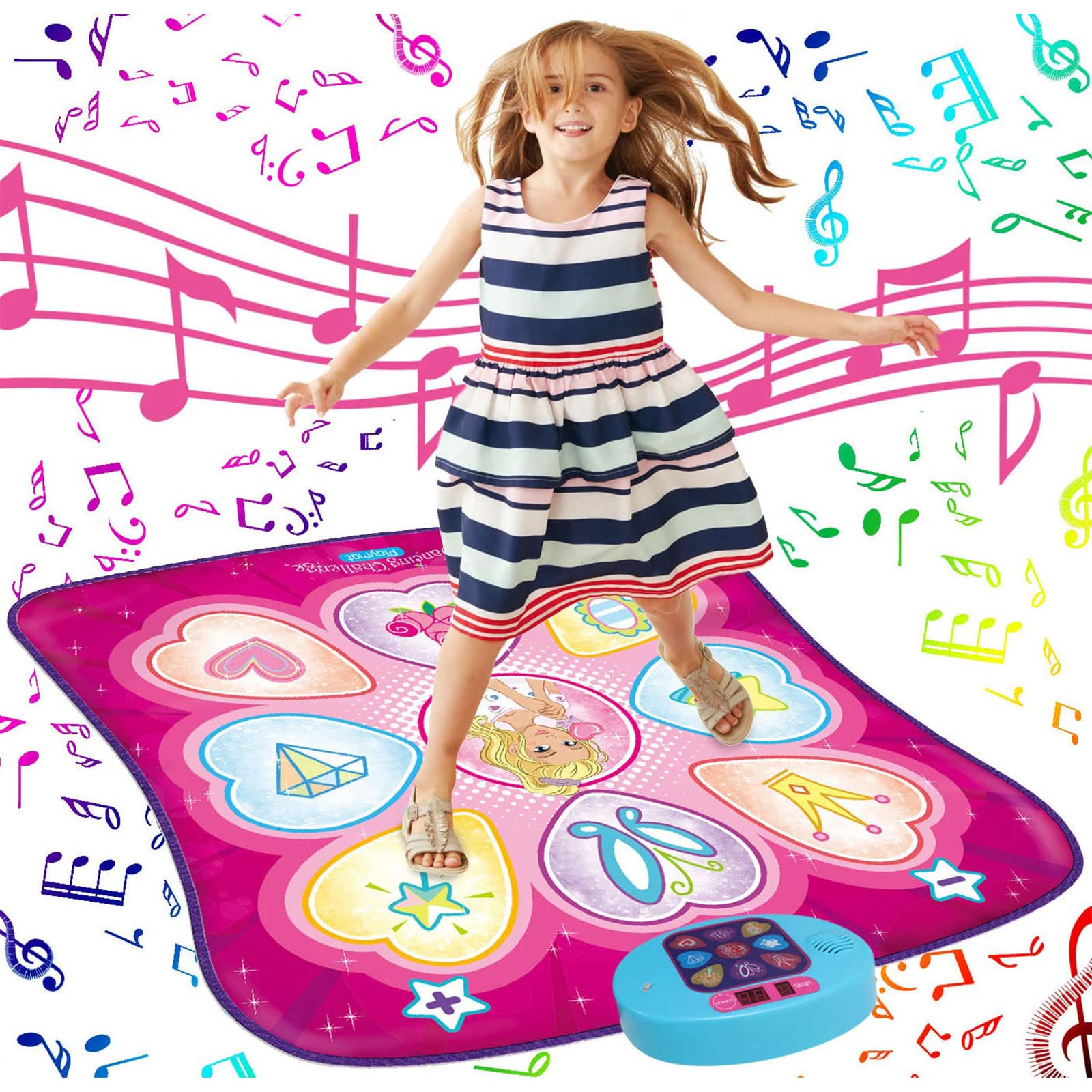 SUNLIN Dance Mat with LED board lights guiding steps for lively play.