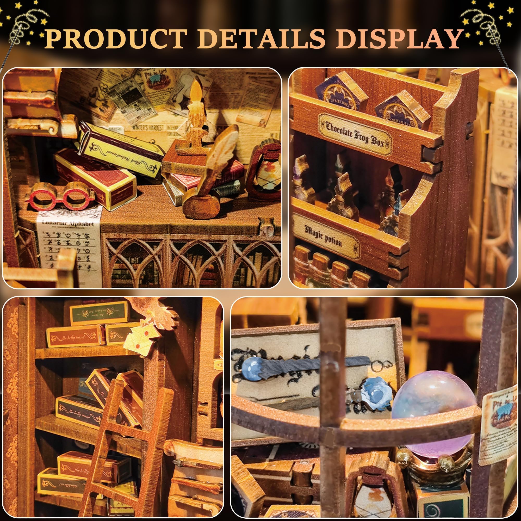 SUNNINO Book Nook Kit dust cover protects your finished display.