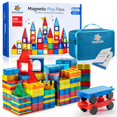 Sunny Auntie magnetic tiles 240 pcs xl set show vibrant colors for creative building