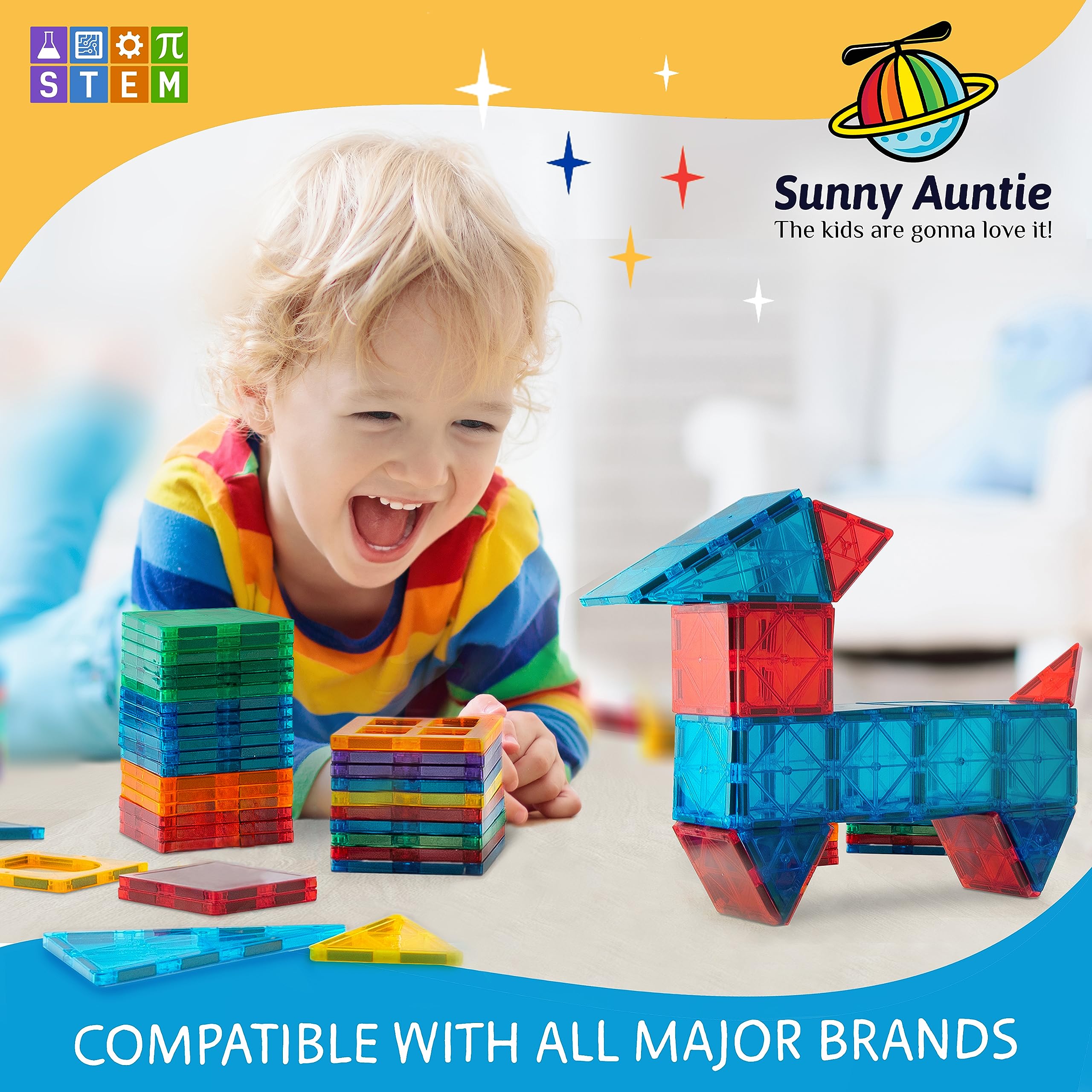 Sunny Auntie magnetic tiles fabric storage bag for organization.