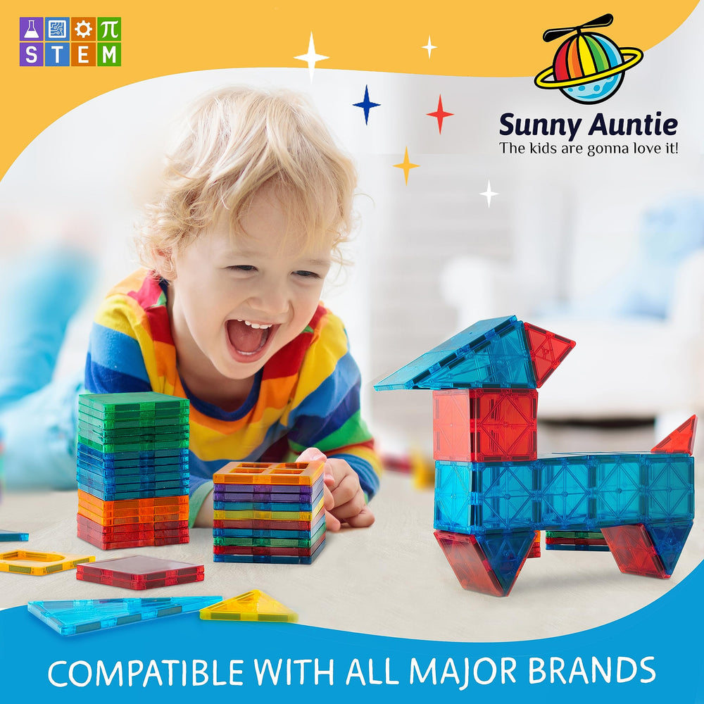 Sunny Auntie magnetic tiles fabric storage bag for organization.