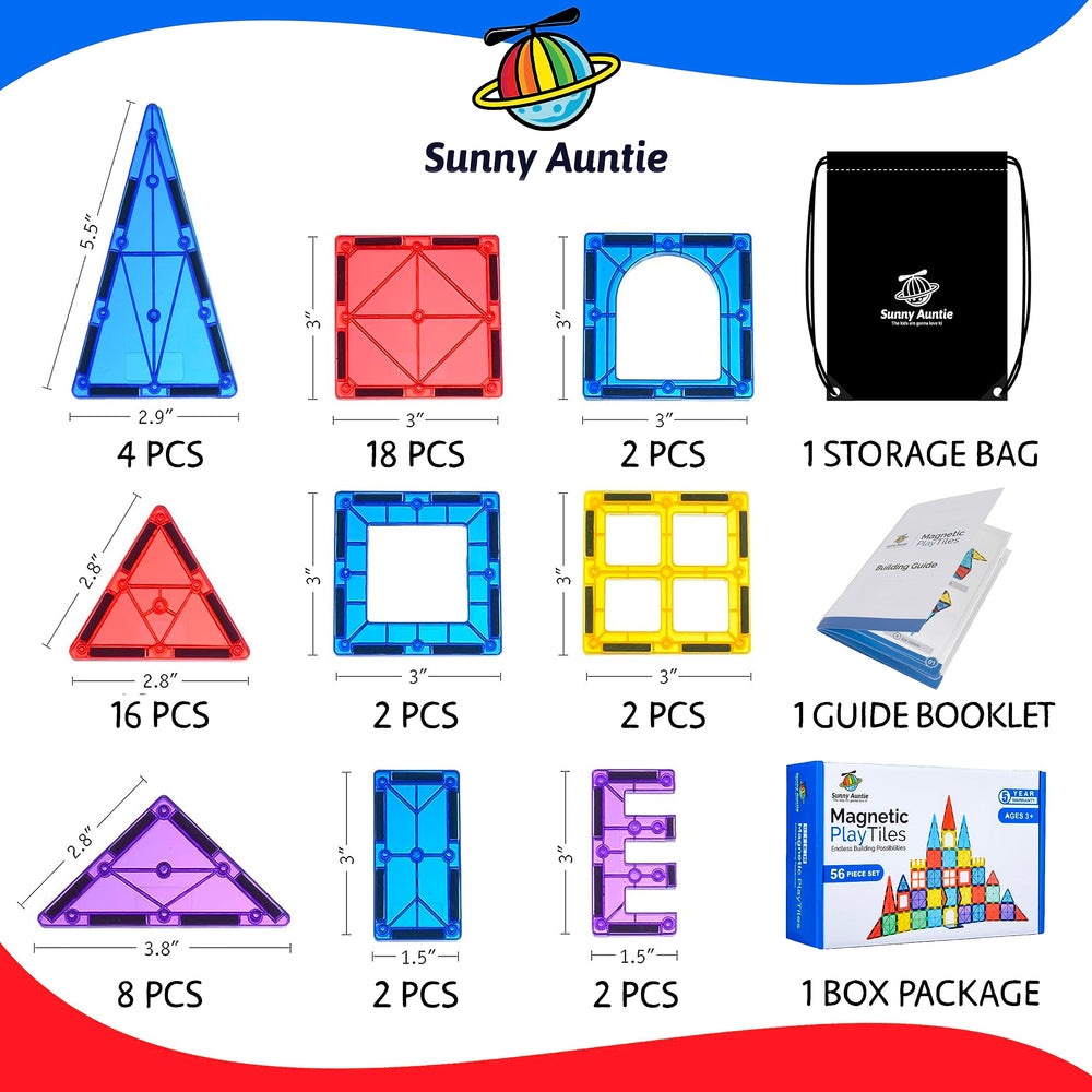 Sunny Auntie magnetic tiles safe rounded edges for kids.