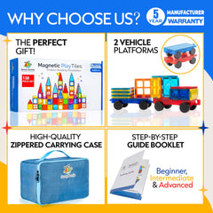 Sunny Auntie Magnetic Tiles XL Set showing colorfully arranged tiles for imaginative design.