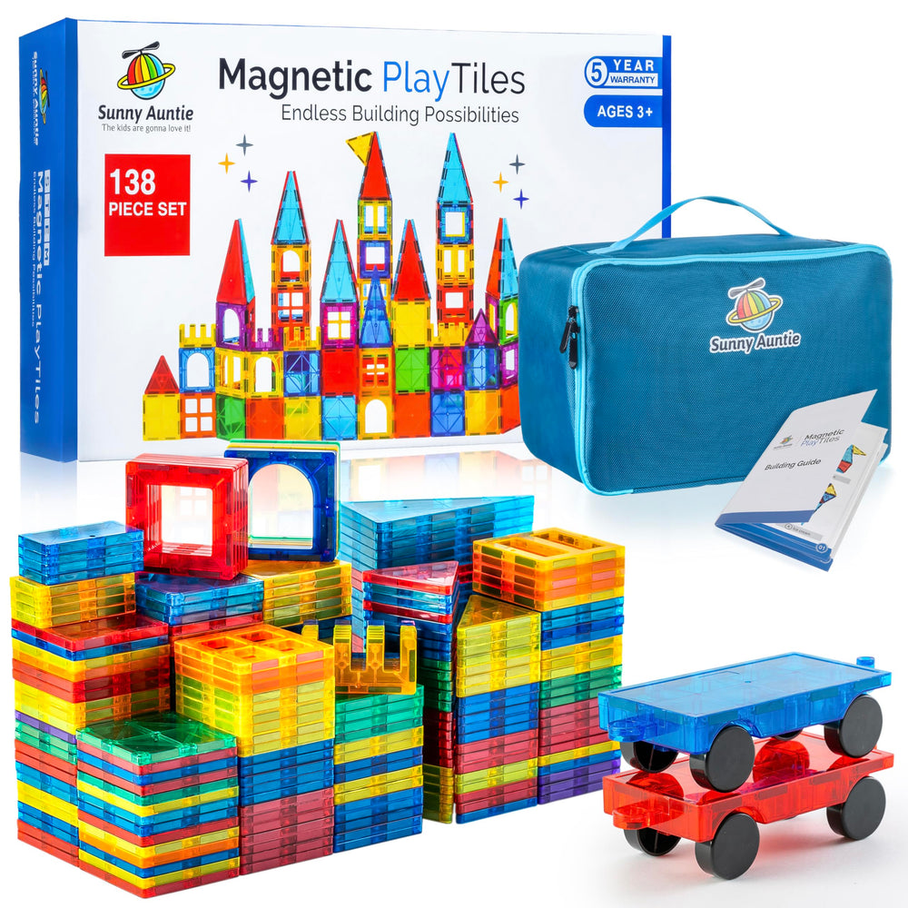 Sunny Auntie Magnetic Tiles XL Set with colorful tiles ready for creative building.