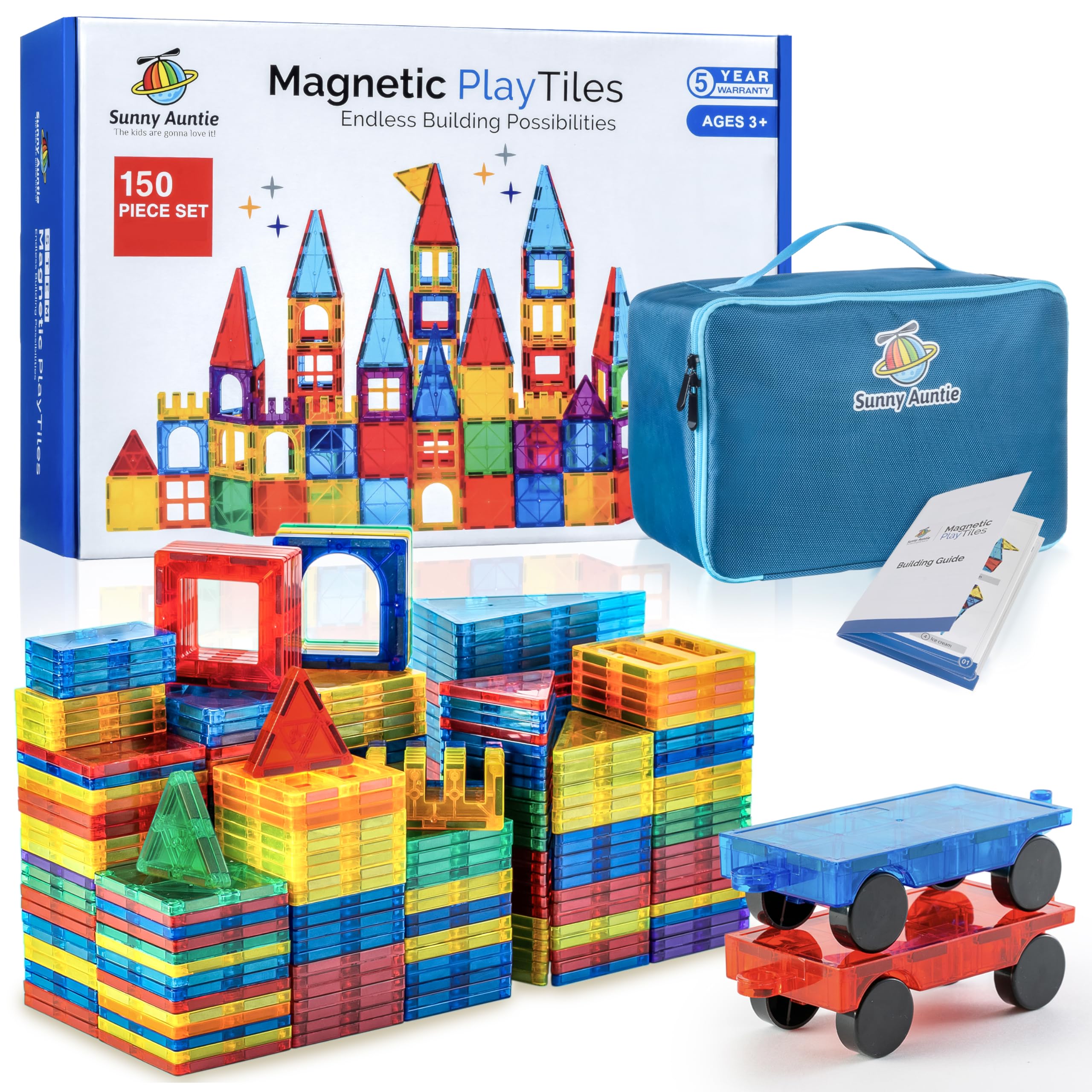 Sunny Auntie Magnetic Tiles XL Set full packaging invites imaginative play with bright, durable pieces.