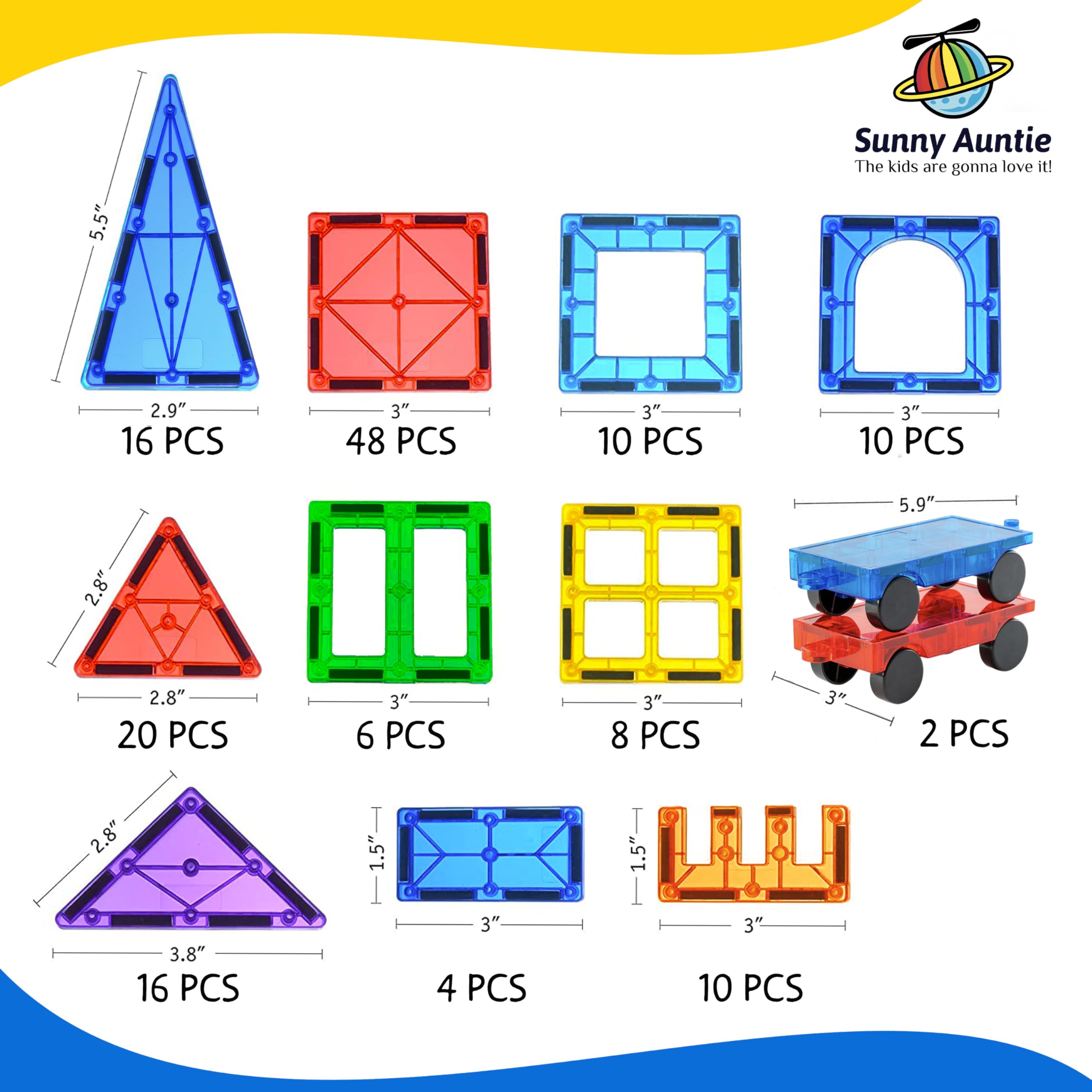 Sunny Auntie Magnetic Tiles XL Set gift-ready packaging makes a great birthday gift.