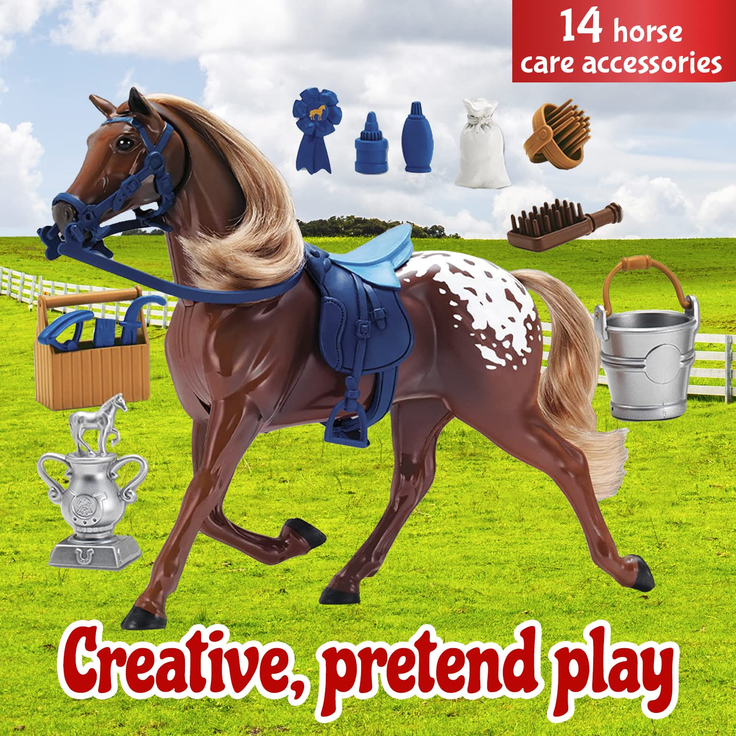 Sunny Days Appaloosa's textured mane and tail for realistic grooming sessions.