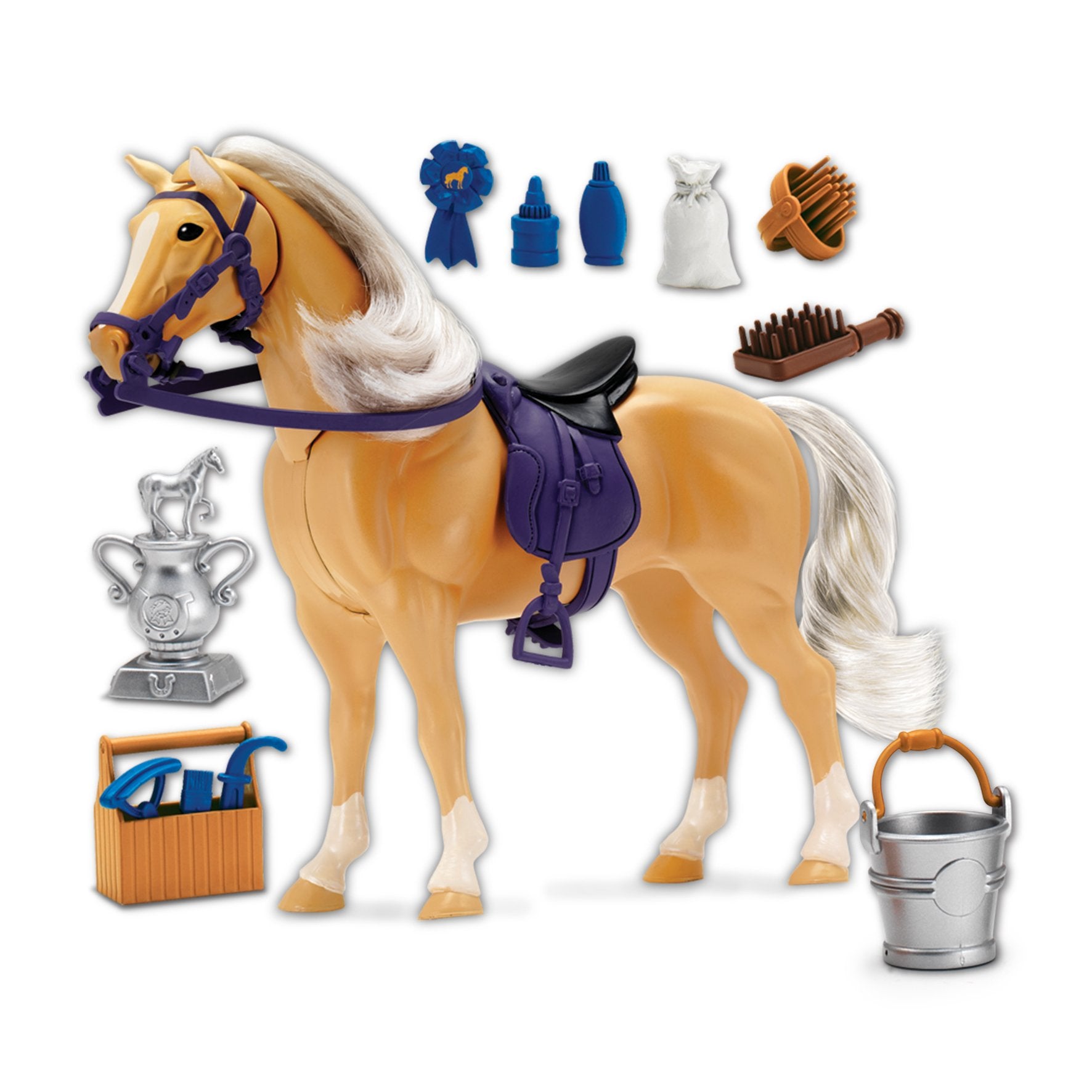 Sunny Days Entertainment Palomino Horse with moveable head in a lifelike pose for imaginative play