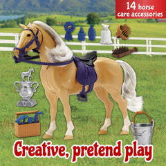 Sunny Days Entertainment Palomino Horse makes realistic trotting and whinny sounds during pretend play