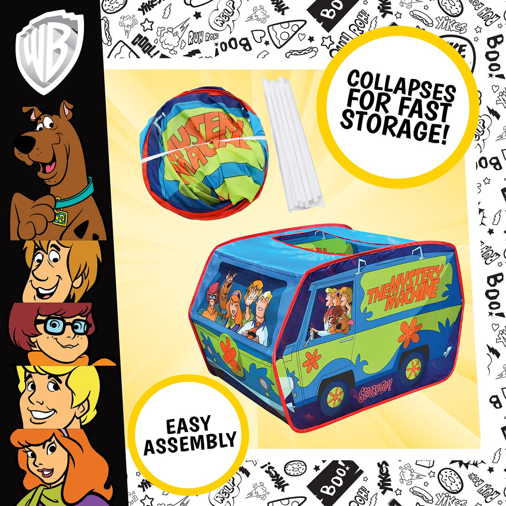 Sunny Days Entertainment Scooby-Doo Mystery Machine tent with durable stitching and safety features.