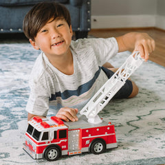 Detailed cab on Sunny Days Maxx Action firetruck supports authentic firefighter role-play.