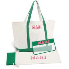 Sunnymove mahjong canvas bag large green with organized compartments for easy transport.