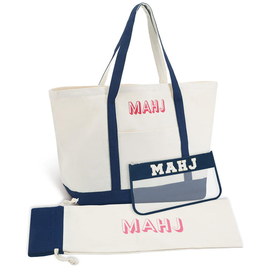 Sunnymove mahjong canvas bag in navy for easy transport and organized gear.