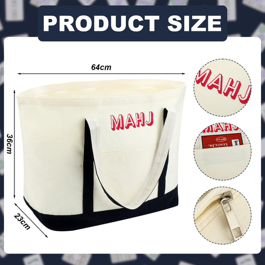 Sunnymove mahjong canvas bag navy with a shoulder strap for comfortable carrying.