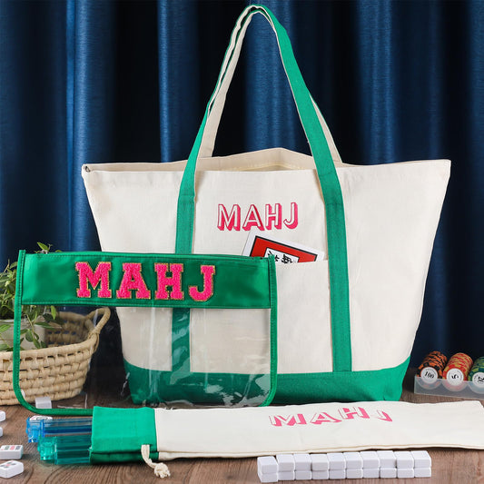 Sunnymove mahjong canvas bag small green keeps tiles secure during trips.