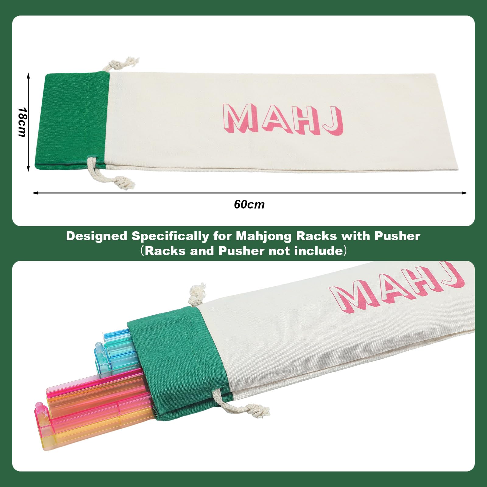 Sunnymove mahjong rack pouch green protects racks and putters.