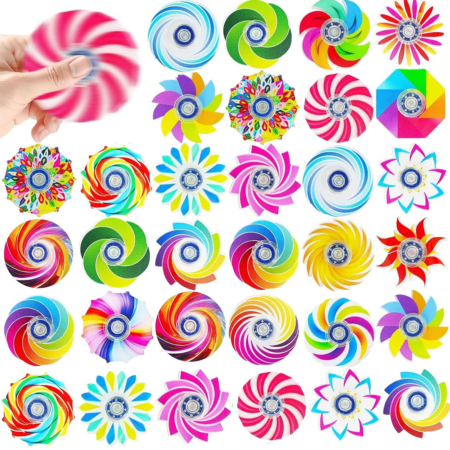 SUNPROUND 40-pack colorful mini fidget spinners for classroom prizes and sensory fun.