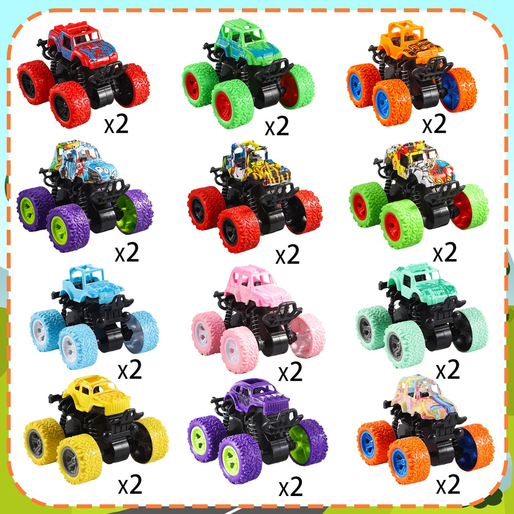 Sunpround Monster Jam trucks in graffiti colors spark imagination and color recognition