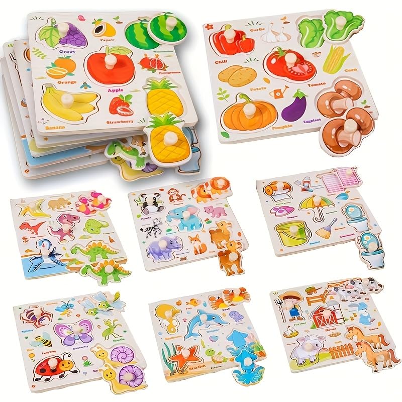 SUNPROUND peg puzzle animal visuals boost fine motor skills and early recognition.