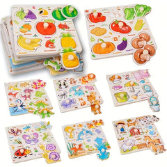 SUNPROUND peg puzzle animal visuals boost fine motor skills and early recognition.