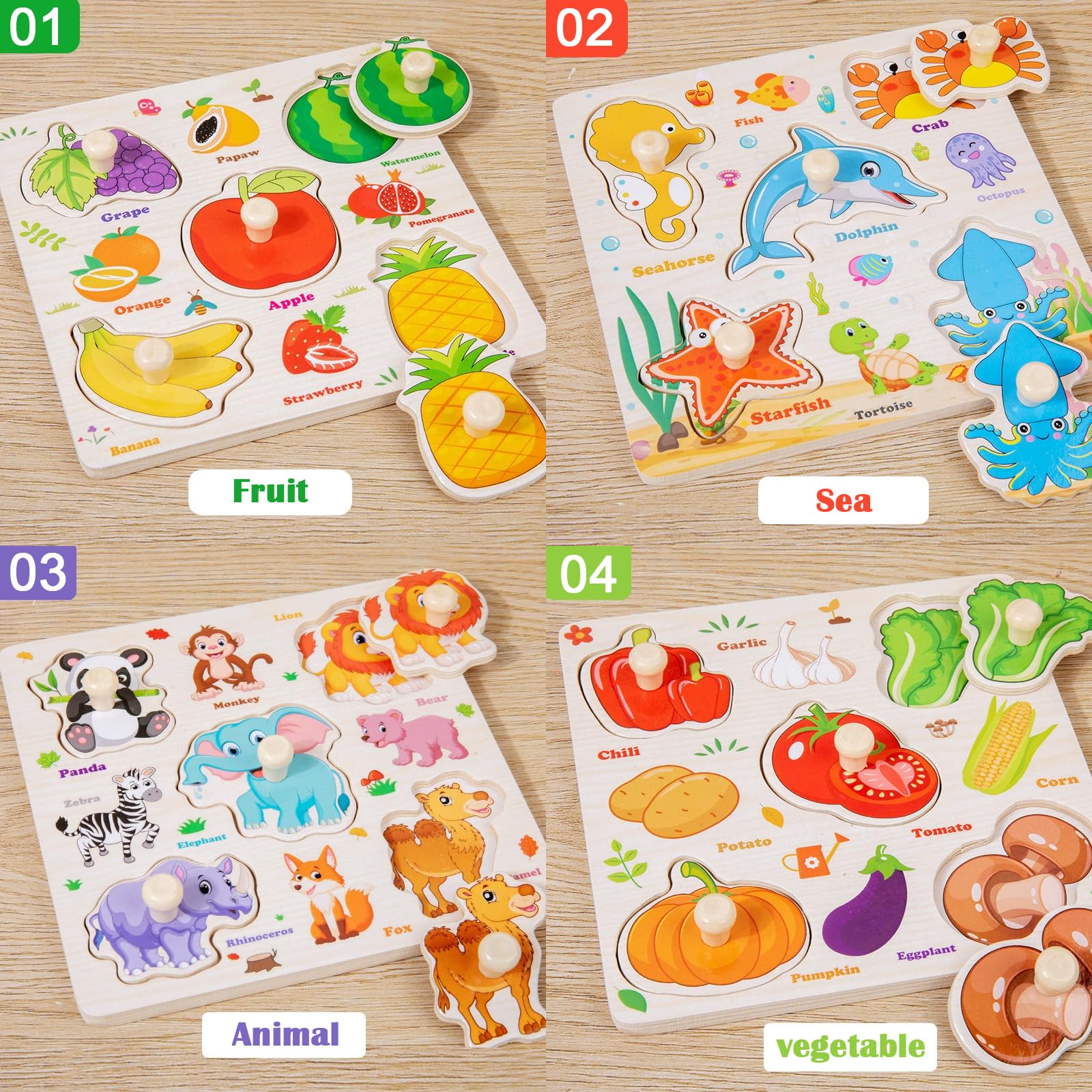 SUNPROUND peg puzzle daily life set helps toddlers learn sequencing and practical skills.