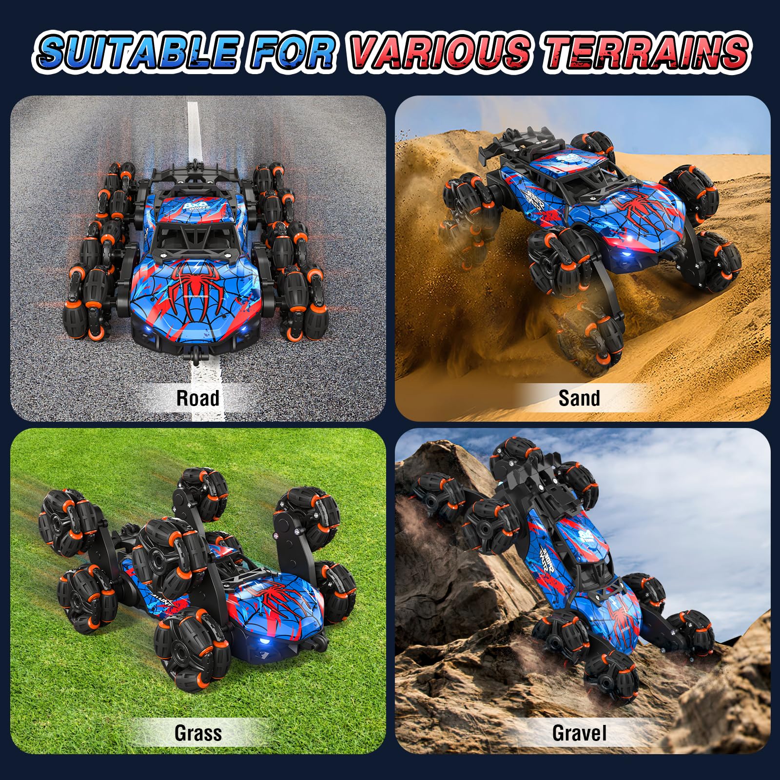 Sunrad 8WD gesture RC car dual batteries for longer playtime.