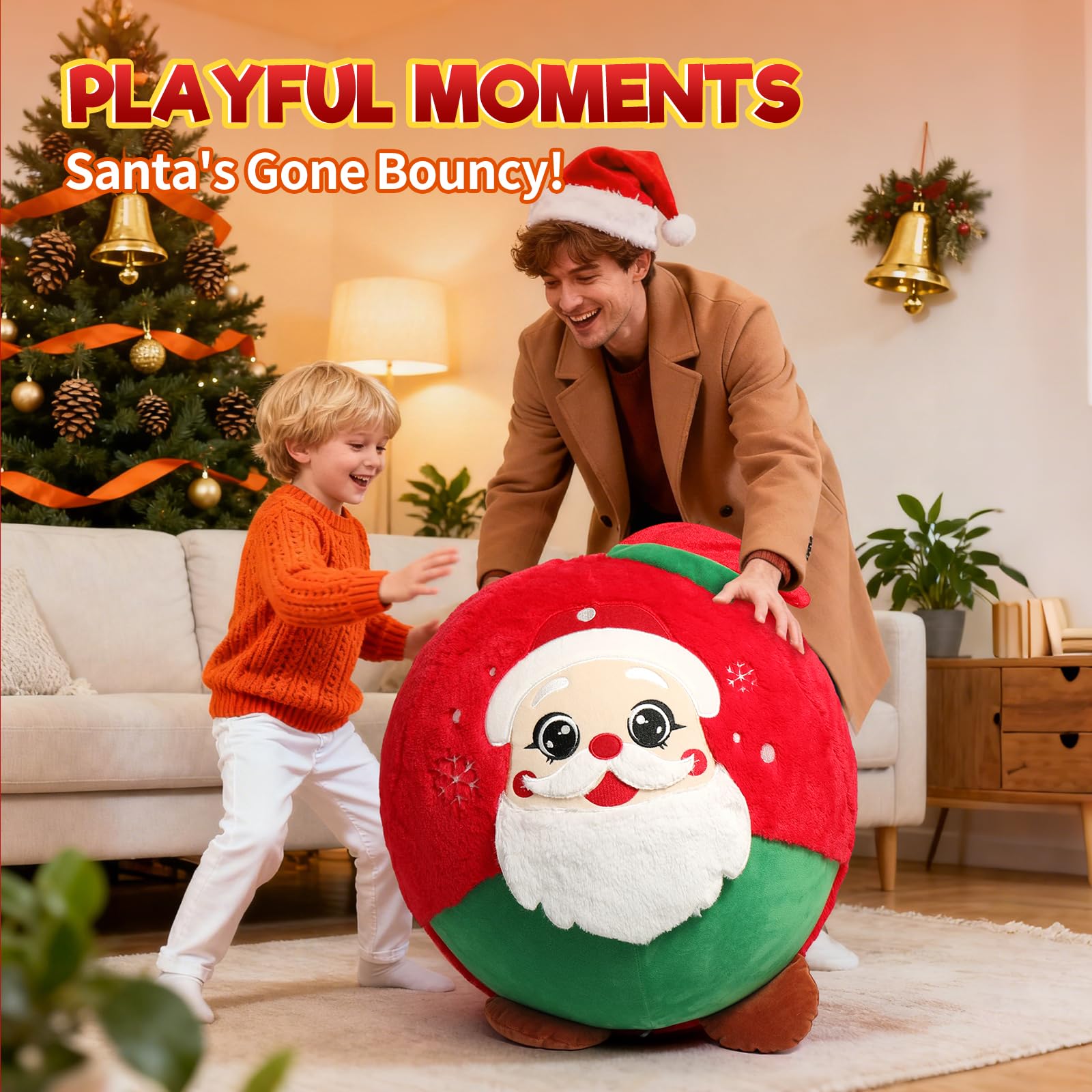 Sunrad kids enjoying balance and bounce on the plush ball