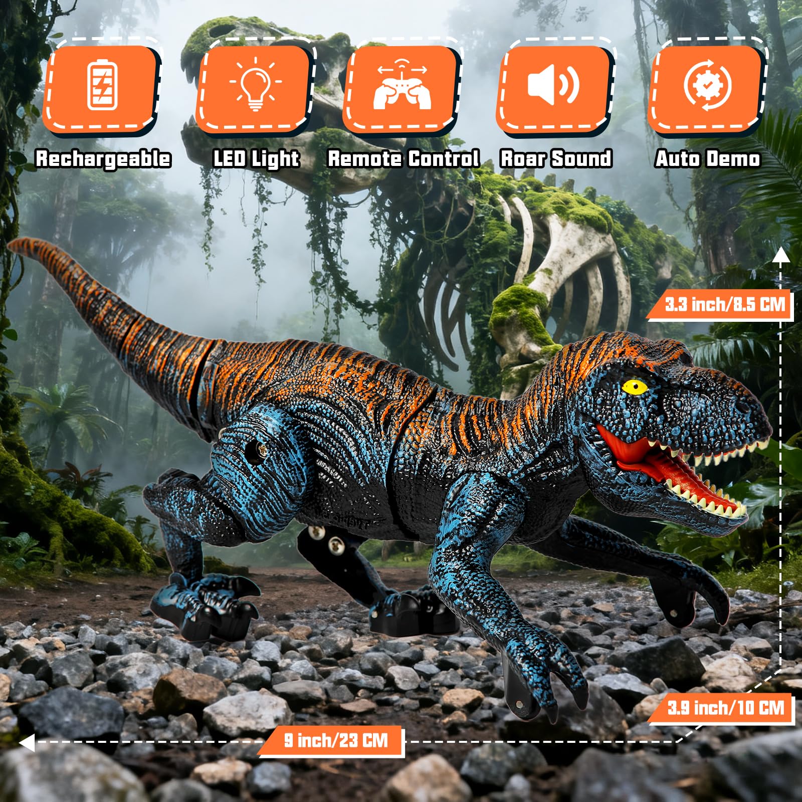 Sunrad Mini RC T-Rex lights deliver engaging nighttime play.