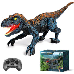 Sunrad Mini RC T-Rex walking shows realistic motion for imaginative play.