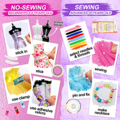 Sunrad no-sew groove design enables beginner-friendly dress making.