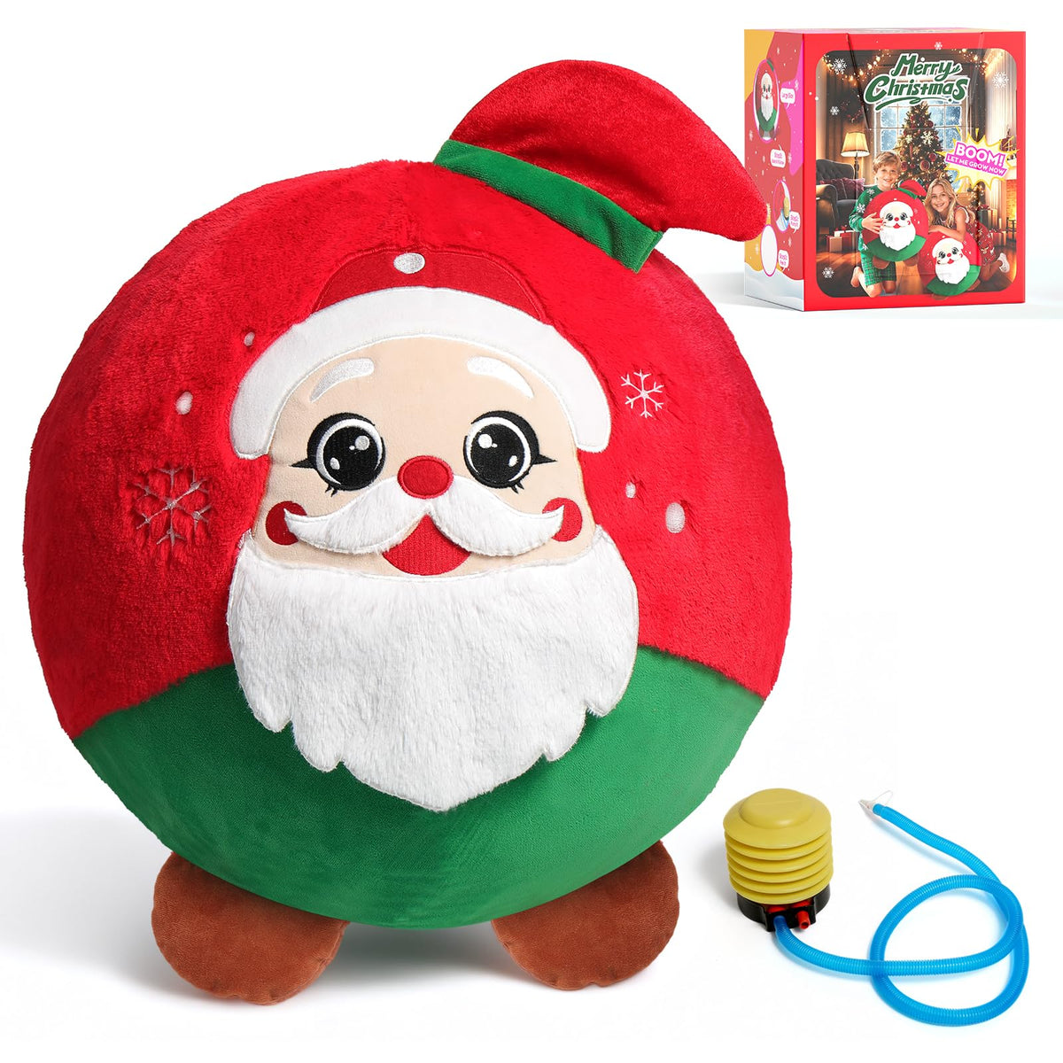 Sunrad Santa inflatable plush ball with pump for safe indoor play