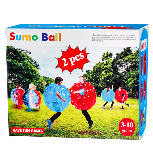 Sunshine-Mall wearable sumo balls, 60cm, blue and red, ideal for backyard fun and teamwork.