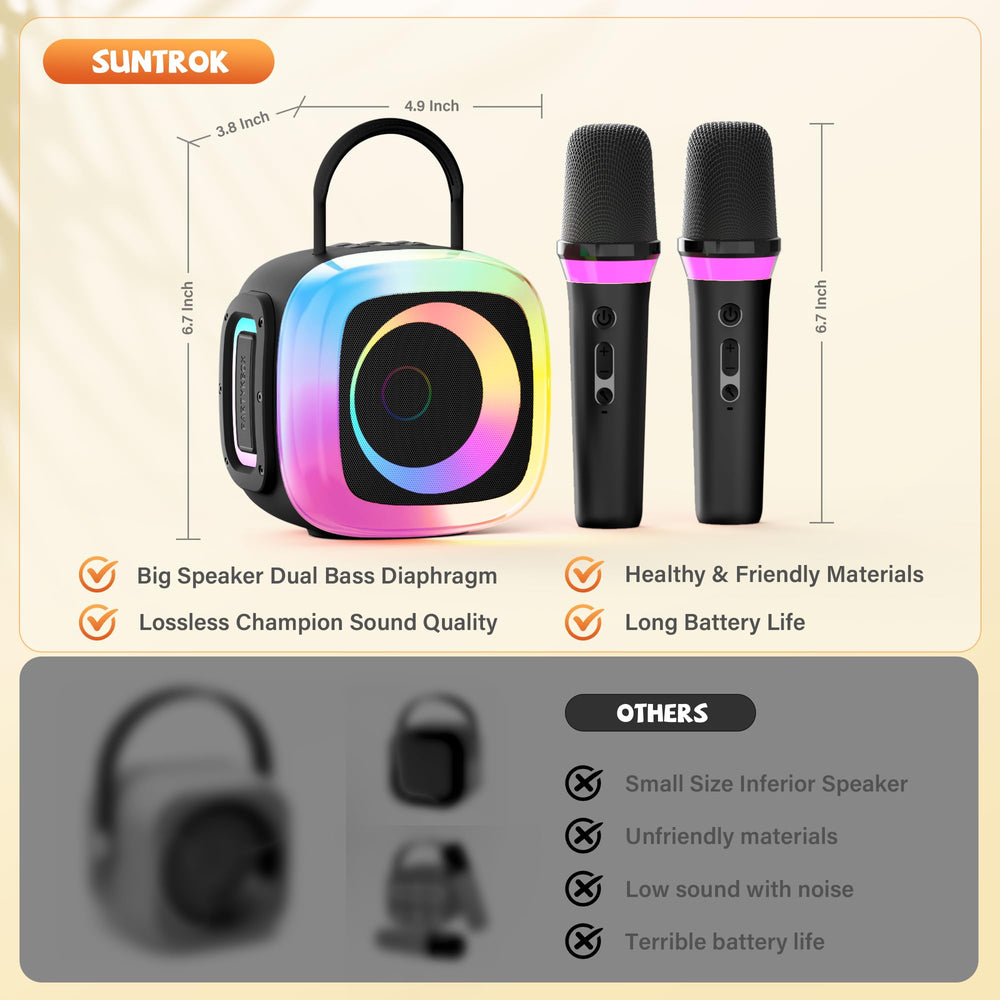 SunTrok Mini Karaoke Machine box and cables for quick setup