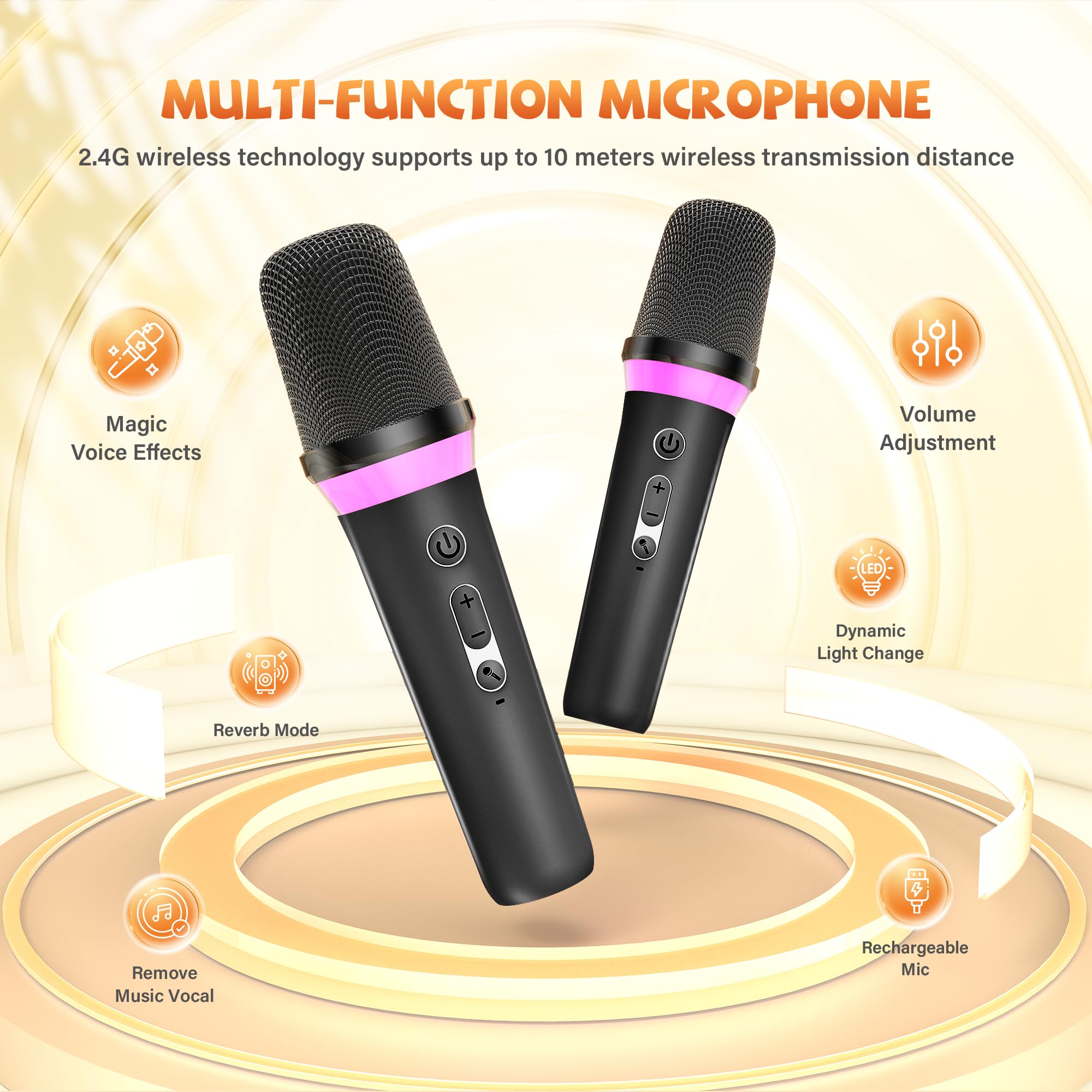 SunTrok Mini Karaoke Machine Bluetooth and USB/AUX ports for flexible connections